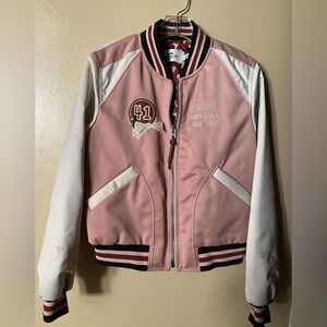 EUC(Rare)Coach Women's Varsity Jacket in Pink and Cream
